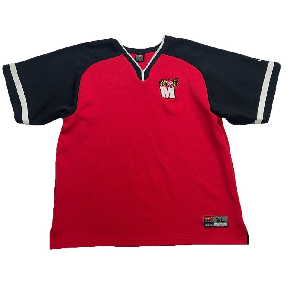 Nike Team Apparel Maryland University Terrapins Men's XL Warm Up Shirt Y2K Red